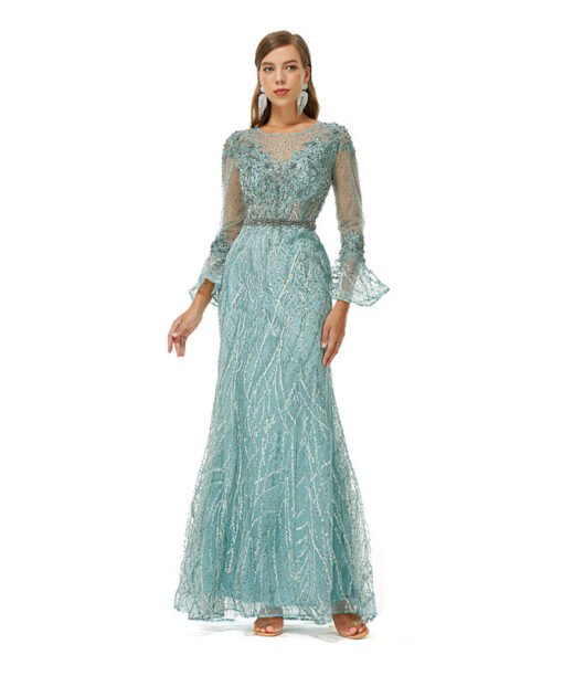 green wedding guest dress 1365-004