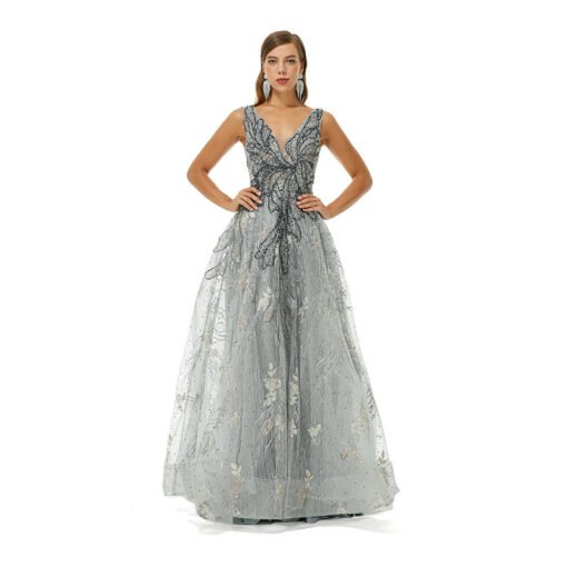 grey wedding guest dress 1366-001
