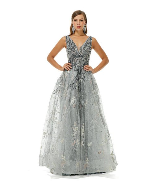grey wedding guest dress 1366-001