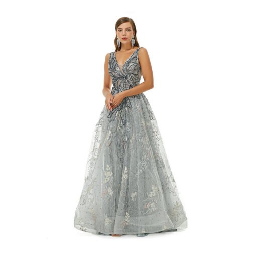 grey wedding guest dress 1366-004
