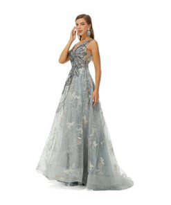 grey wedding guest dress 1366-005
