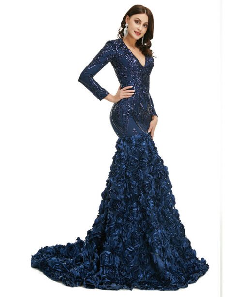 long sleeve mermaid prom dress 1352-002