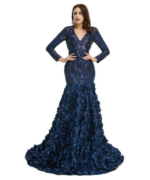 long sleeve mermaid prom dress 1352-005