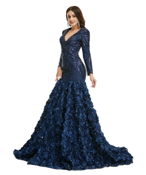 long sleeve mermaid prom dress 1352-006