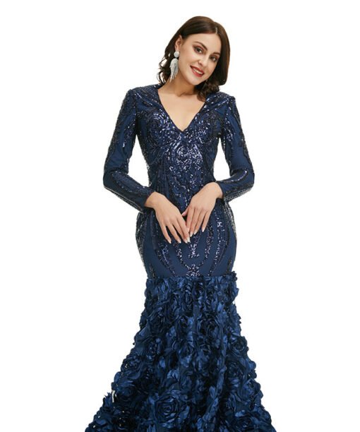 long sleeve mermaid prom dress 1352-007