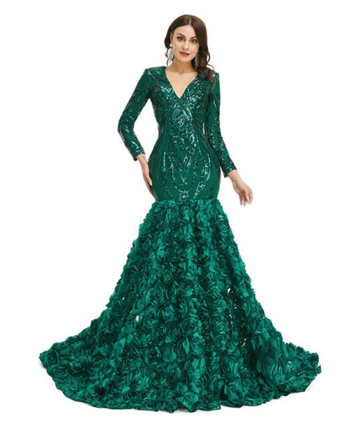 long sleeve mermaid prom dress 1352-009