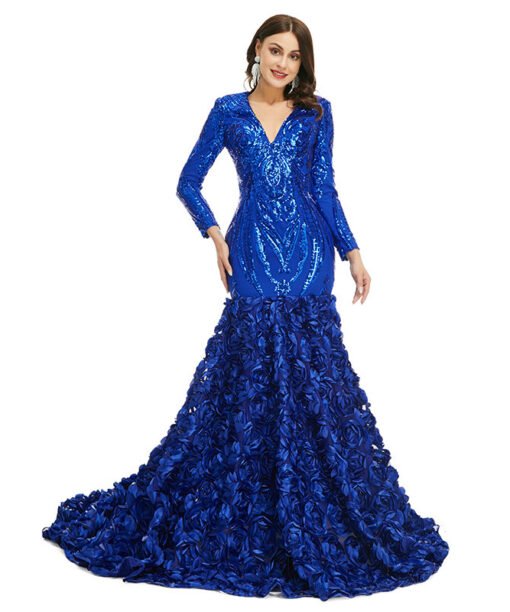 long sleeve mermaid prom dress 1352-011