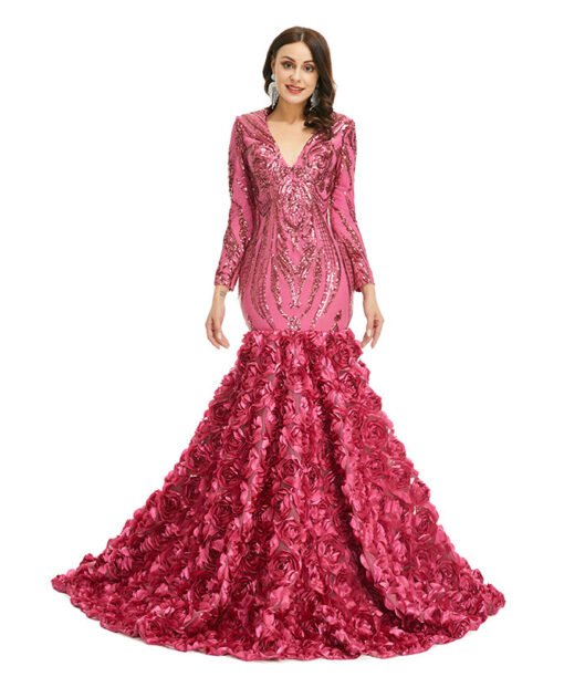 long sleeve mermaid prom dress 1352-012