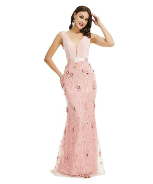pink floral prom dress 1348-004
