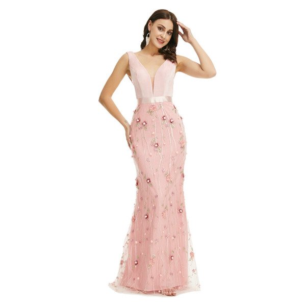 pink floral prom dress 1348-004