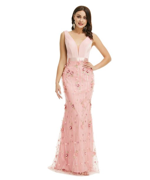 pink floral prom dress 1348-005