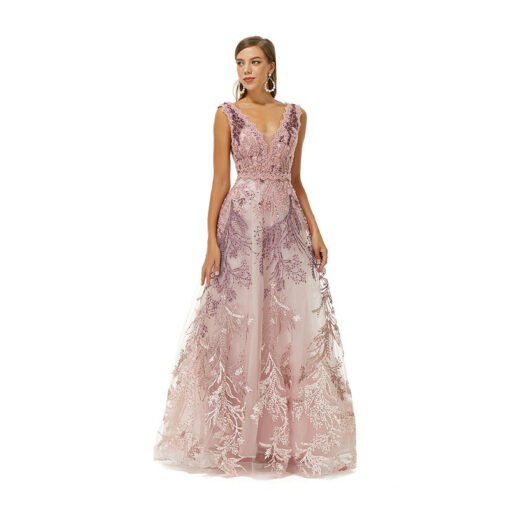 pink lace prom dress 1638-005