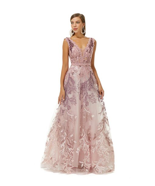 pink lace prom dress 1638-005