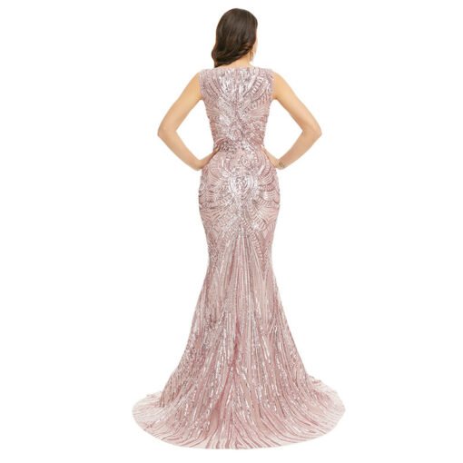 rose gold mermaid prom dress 1358-001