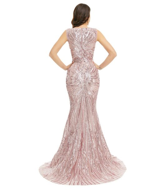 rose gold mermaid prom dress 1358-001
