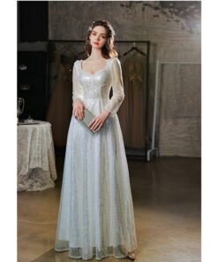 Silver sequin prom dress 1372-003