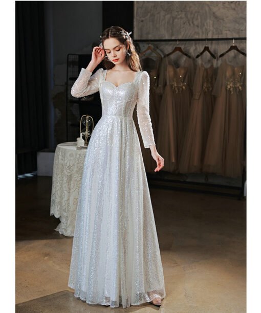 Silver sequin prom dress 1372-005