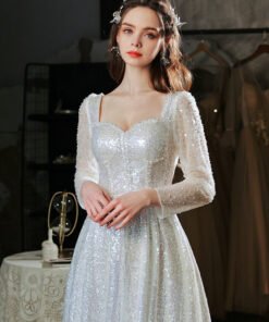 Silver sequin prom dress 1372-006