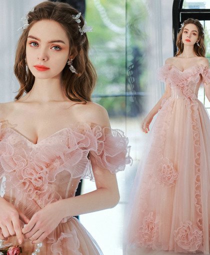 baby pink prom dress 1373-002