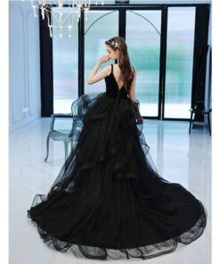 Alternative view of Black Formal Dresses Long Spaghetti Strap Ball Gown Prom Dress Train