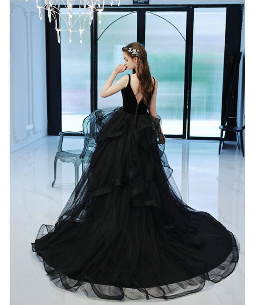 Alternative view of Black Formal Dresses Long Spaghetti Strap Ball Gown Prom Dress Train