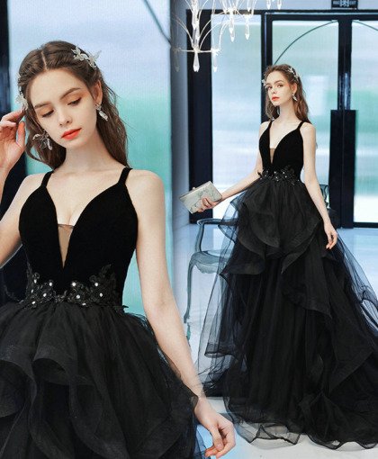 black formal dresses long 1376-003