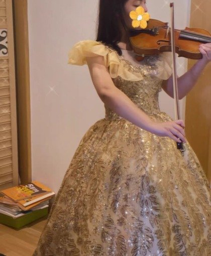 Gold Quinceanera Dress Sequin Bling Lace Ball Gown Prom Dress
