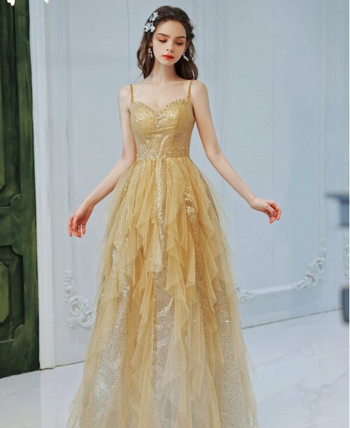 gold long prom dress 1379-007