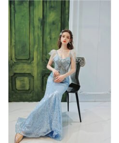 light blue sequin dress 1375-002
