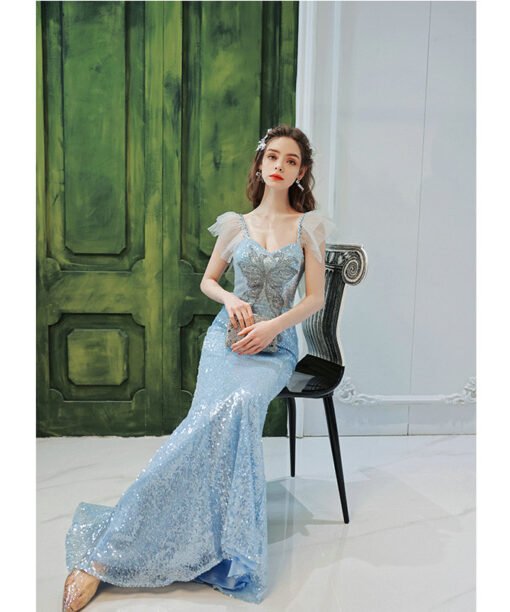 light blue sequin dress 1375-002