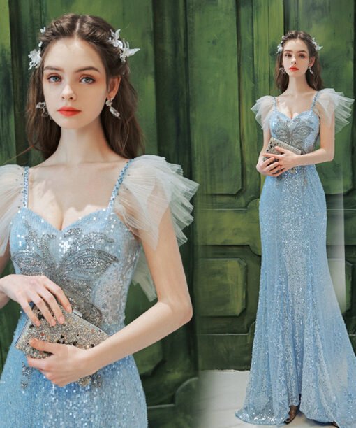 light blue sequin dress 1375-004