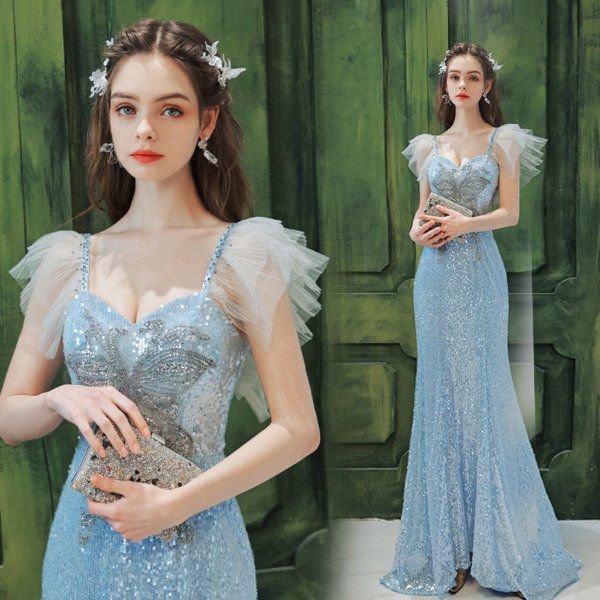 light blue sequin dress 1375-004