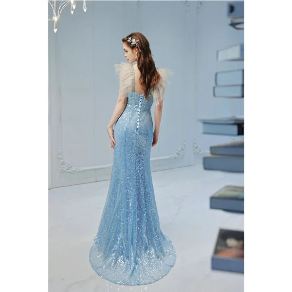 light blue sequin dress 1375-005