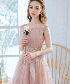 pink and gold prom dress 1381-003