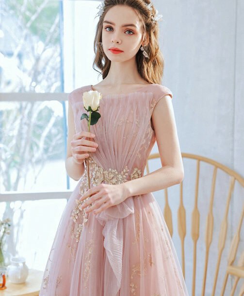 pink and gold prom dress 1381-003