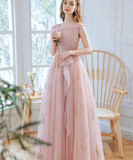 pink and gold prom dress 1381-004