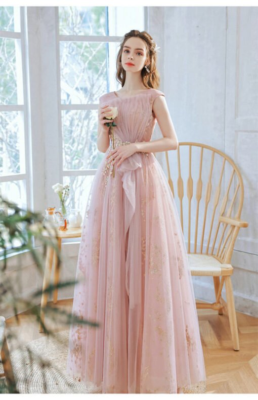 pink and gold prom dress 1381-004