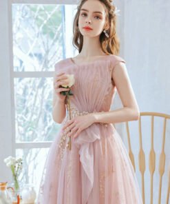 pink and gold prom dress 1381-005