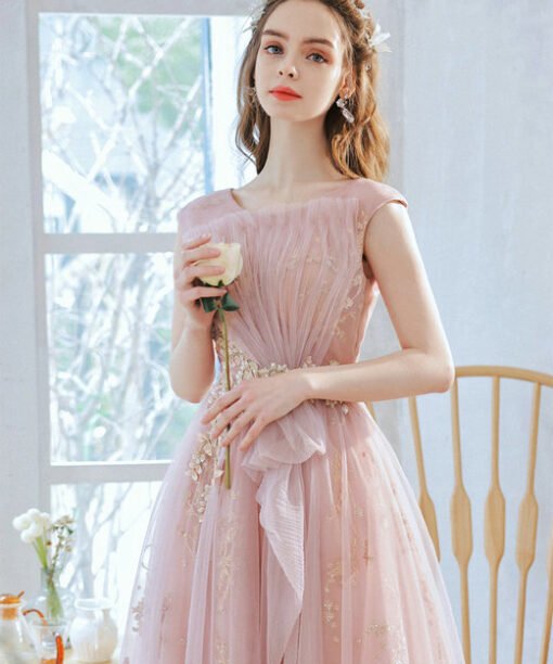 pink and gold prom dress 1381-005