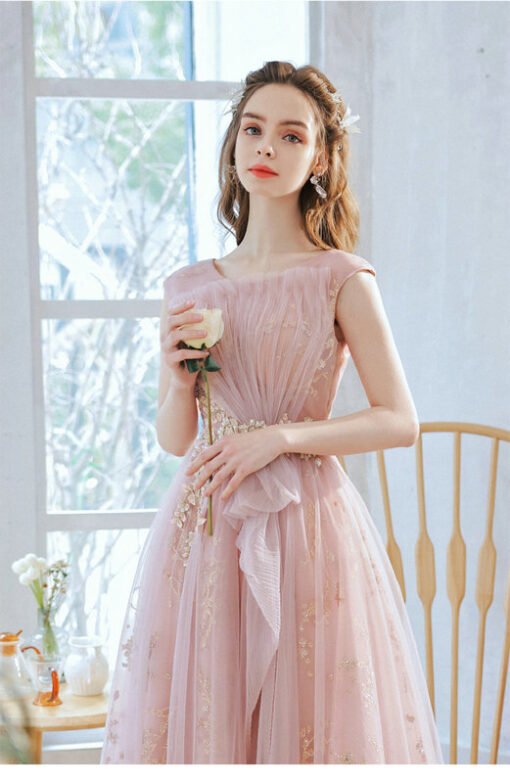 pink and gold prom dress 1381-005
