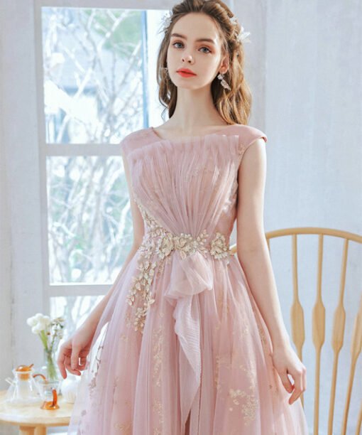 pink and gold prom dress 1381-006