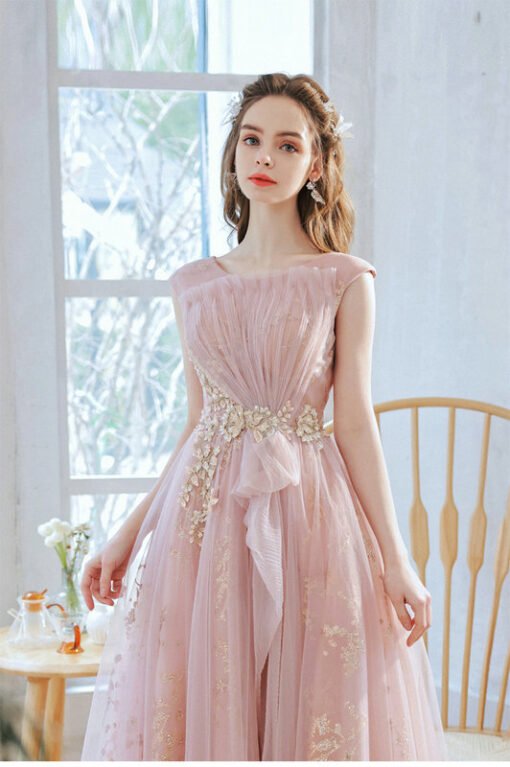 pink and gold prom dress 1381-006