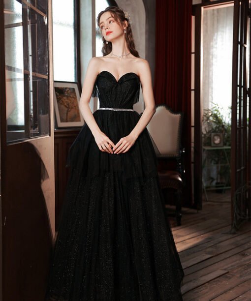 black strapless prom dress 1387-003