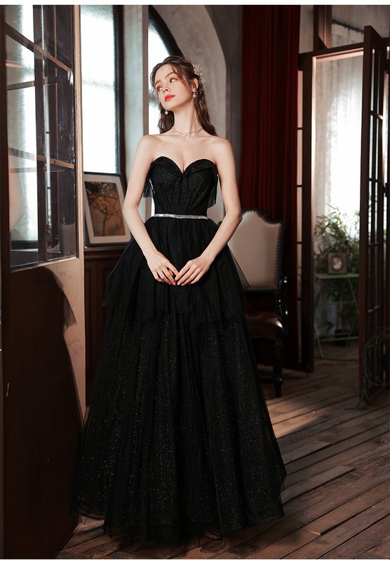 black strapless prom dress 1387-003