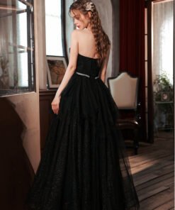 black strapless prom dress 1387-004