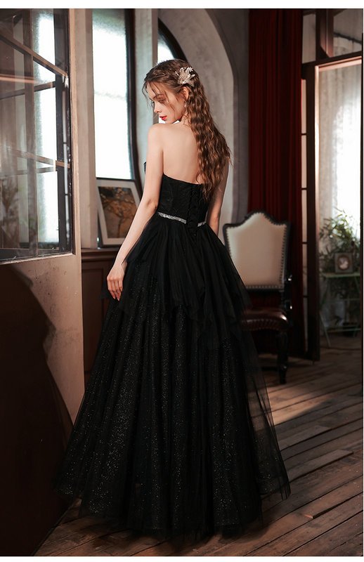 black strapless prom dress 1387-004