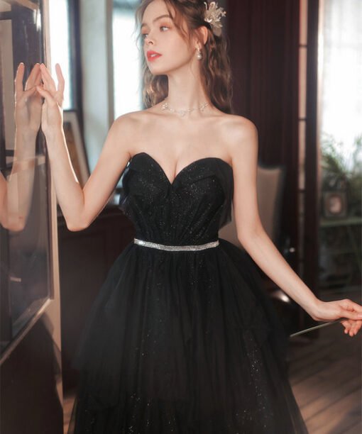 black strapless prom dress 1387-005