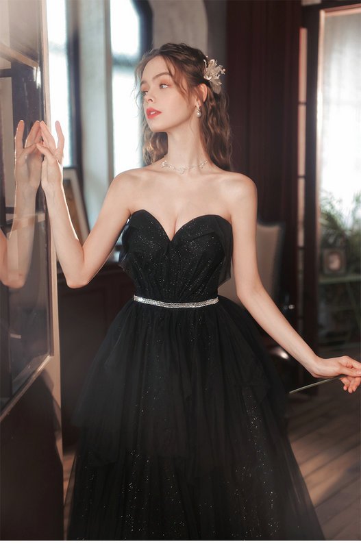 black strapless prom dress 1387-005