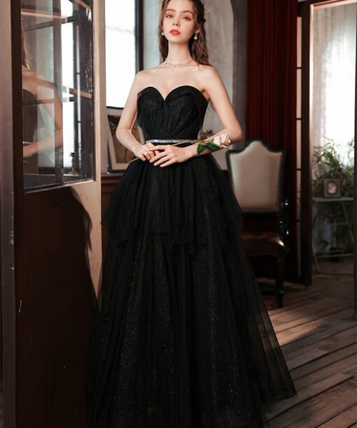 black strapless prom dress 1387-007
