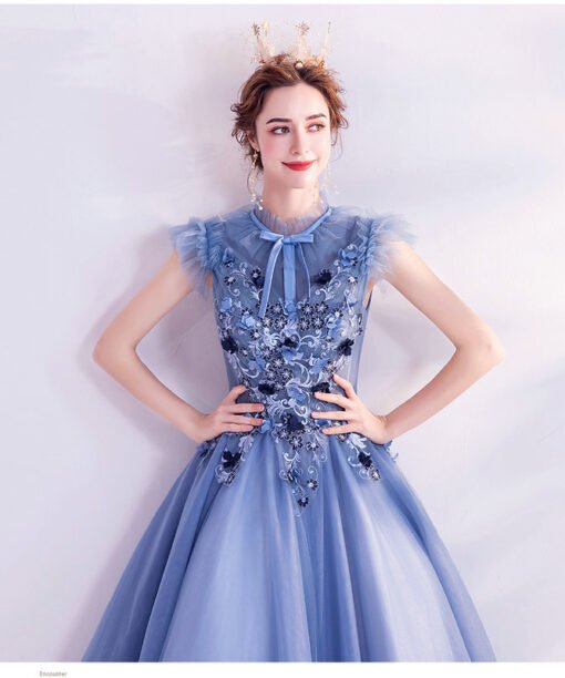 Alternative view of Blue Prom Dresses 2022 High Neck Ball Gown Long Formal Gown